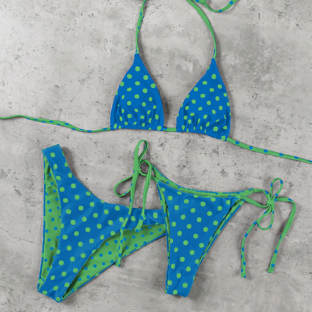 Women's Polka Dot Bikini in blue green