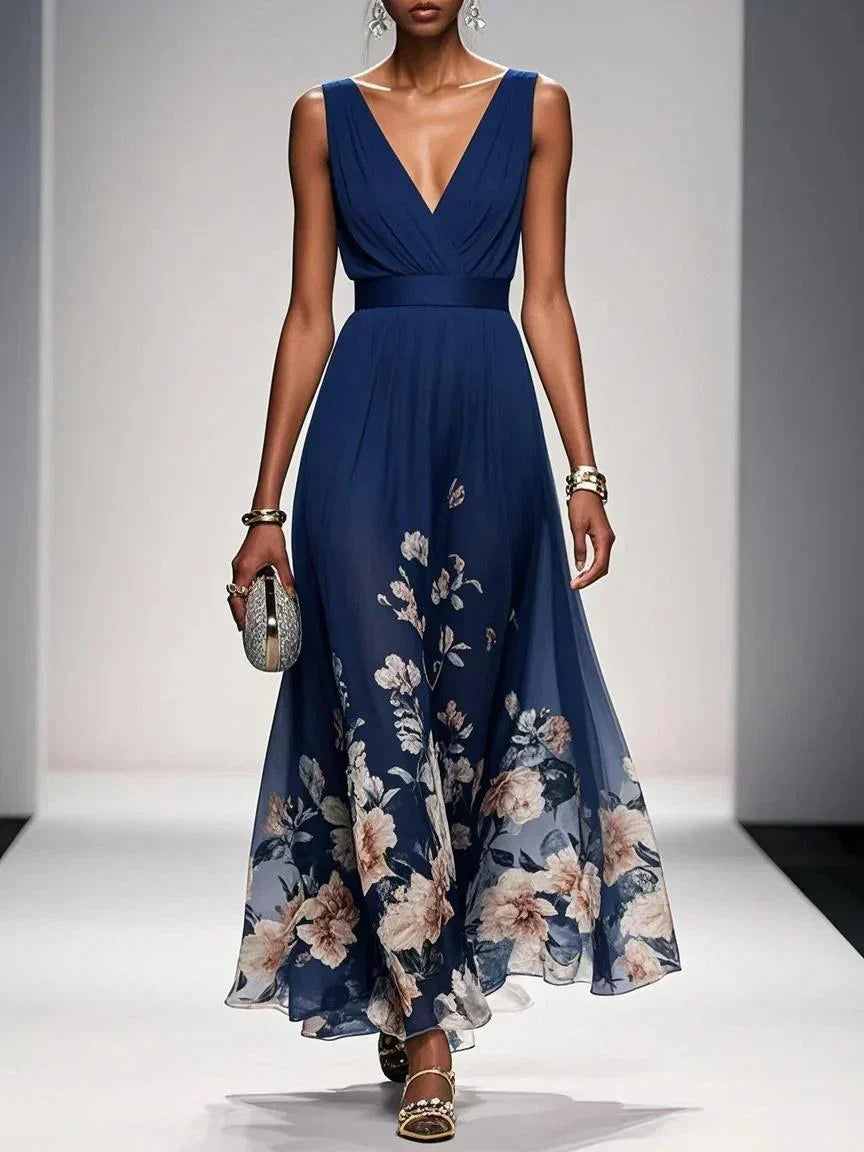 Women's Summer Maxi Dress in navy floral