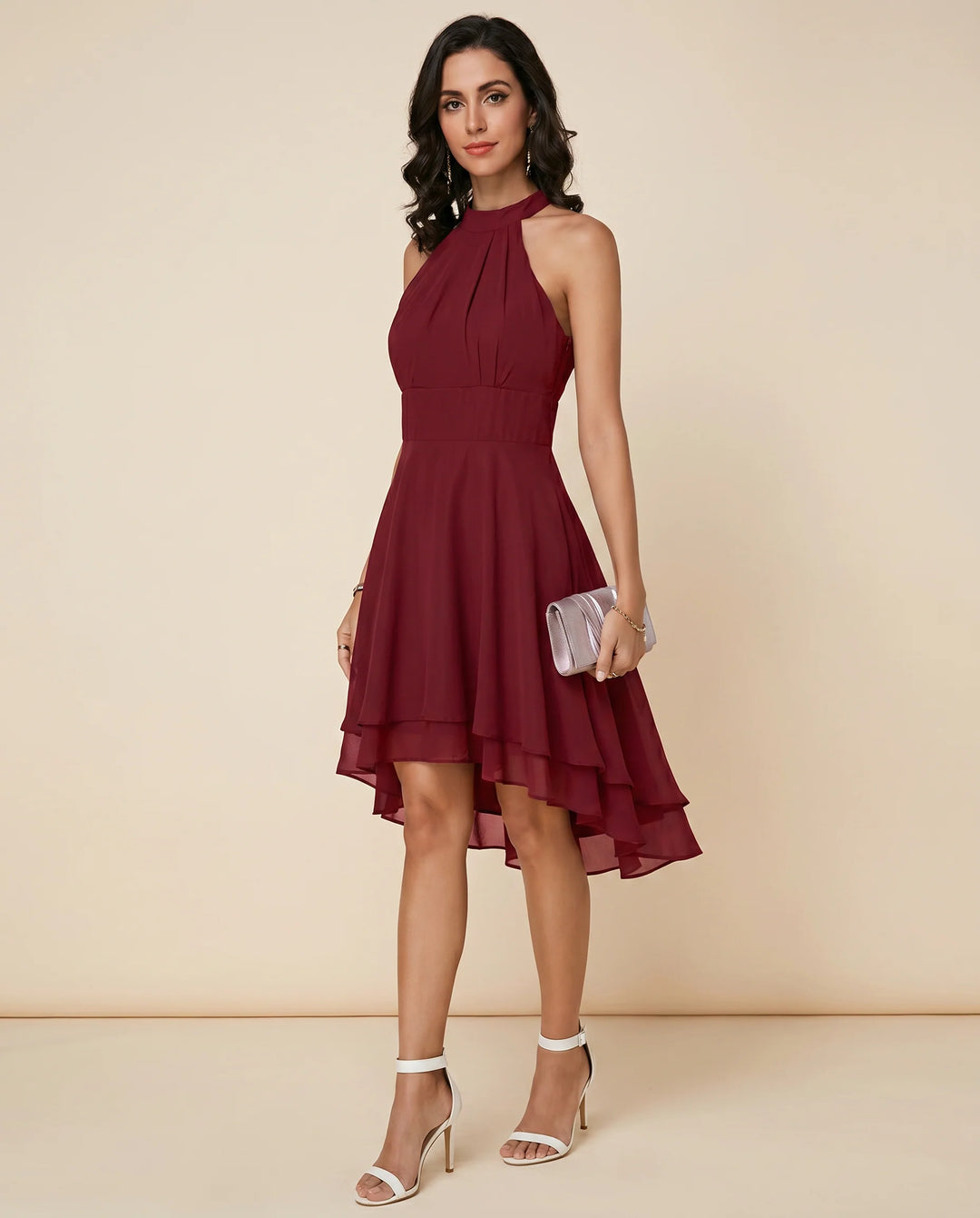 Women's Halter Neck Dress in red
