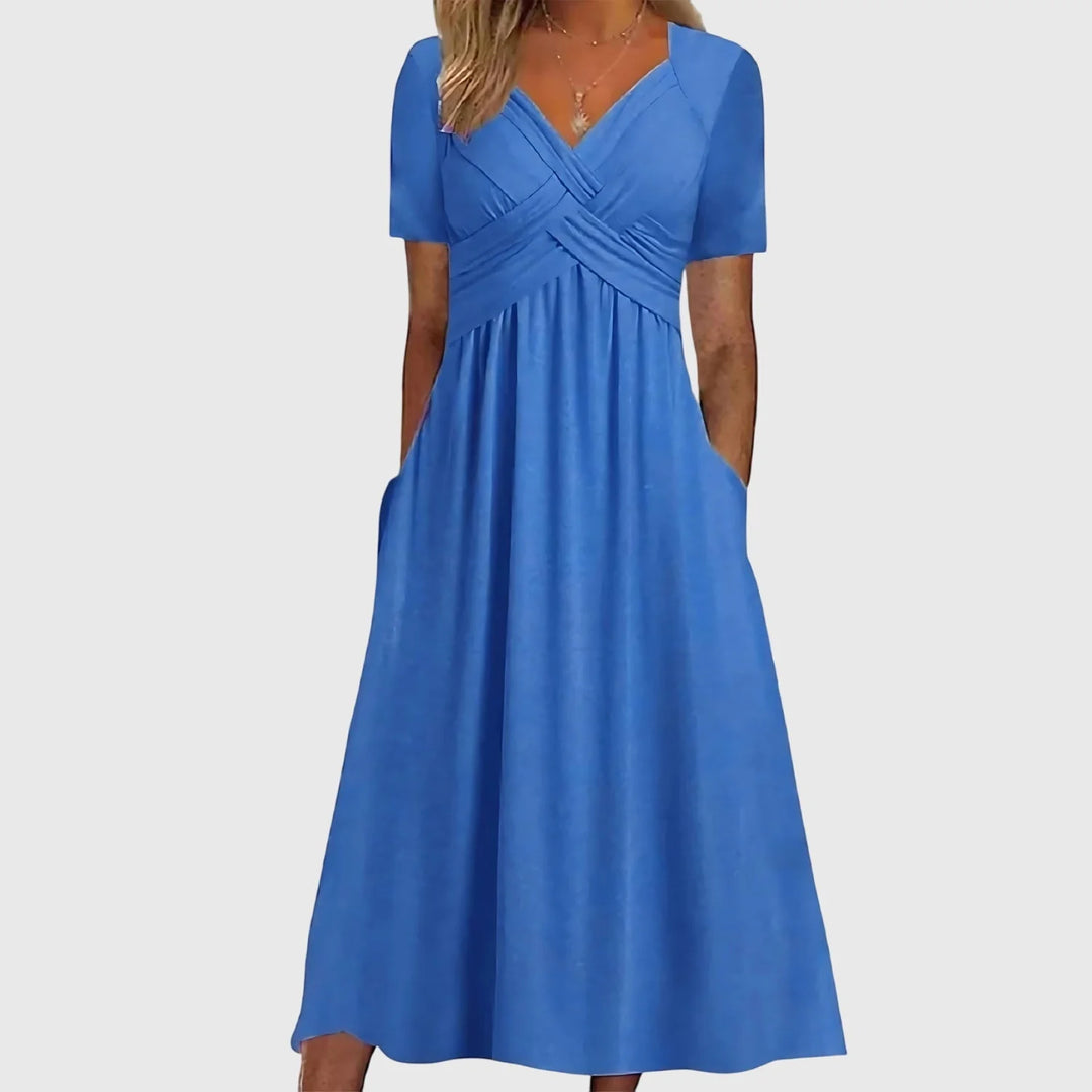 Women's A Line Midi Dress in blue