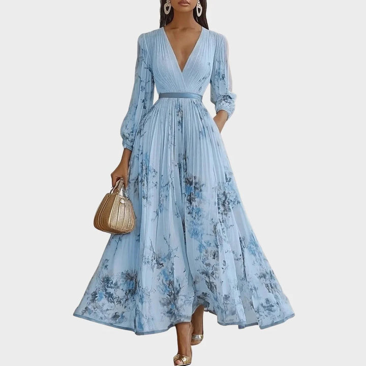 Women's Summer Maxi Dress in blue floral