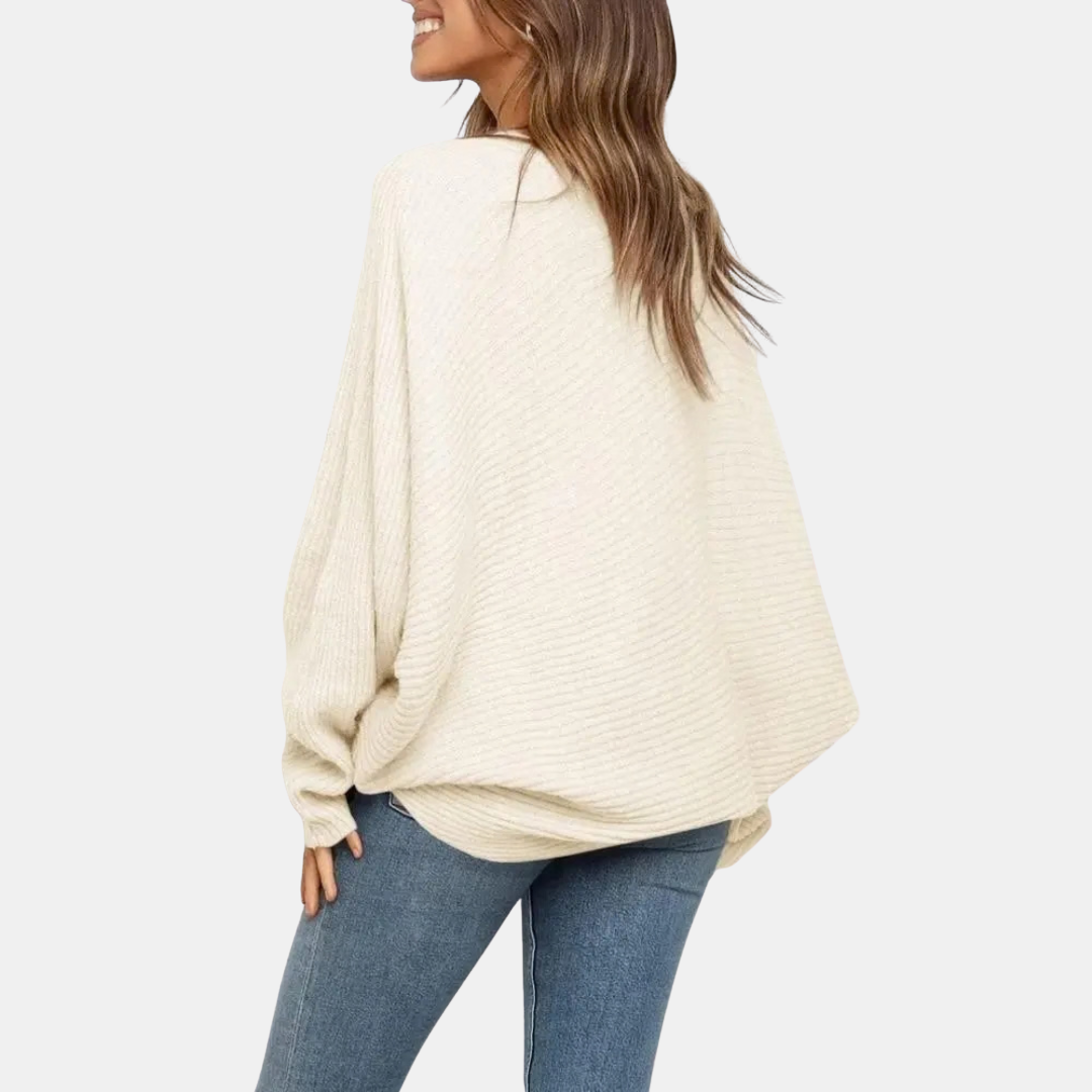 Women's Batwing Long Sleeve Oversized Crewneck Knit Sweater
