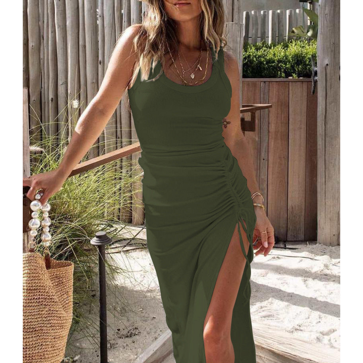 EVELYNA™ - Chic Ribbed Slit Bodycon Dress
