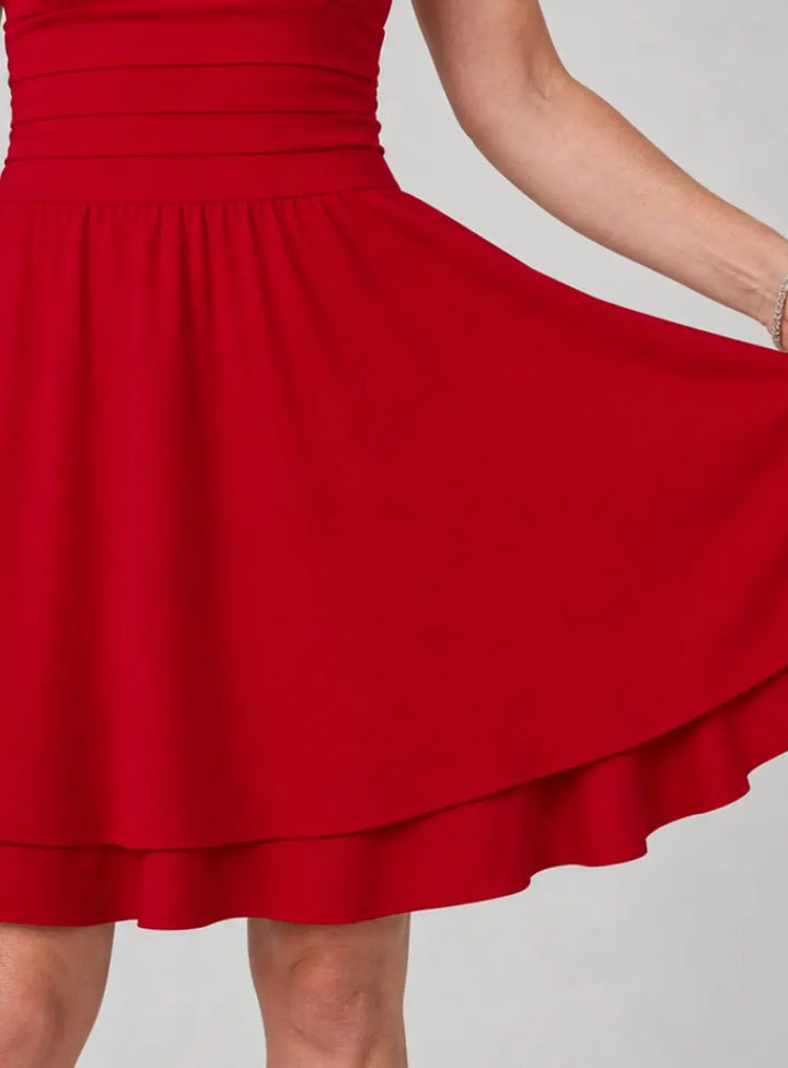 Women's Ruched Mini Dress in red