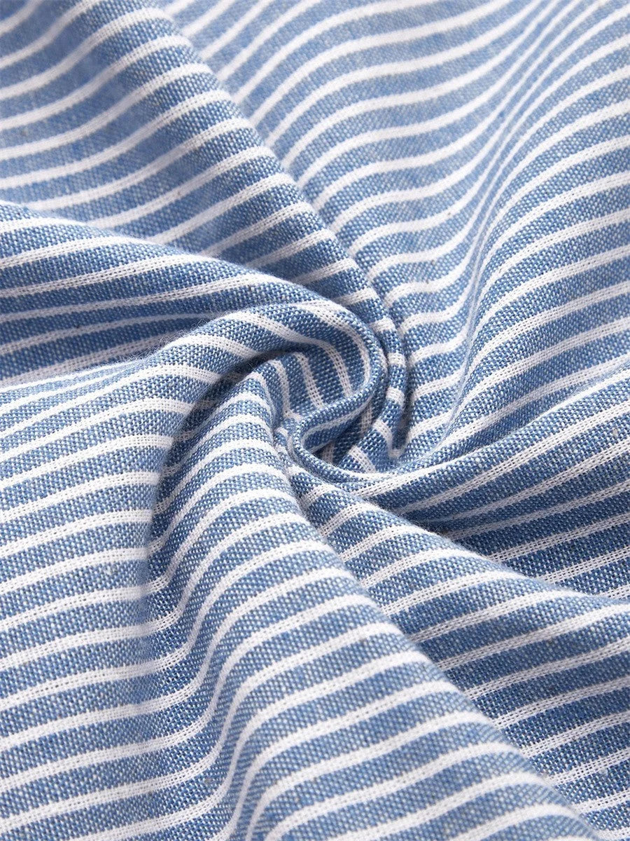 Women's A Line Midi Dress in blue striped