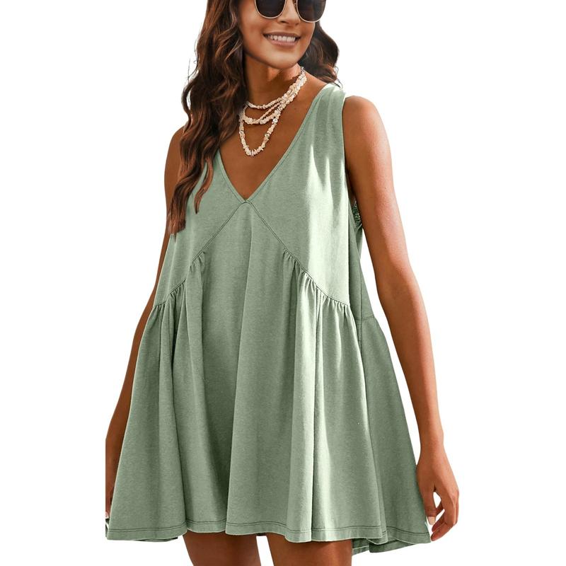 DANNA™ - Casual Women’s V-Neck Tank Dress with Flared A-Line