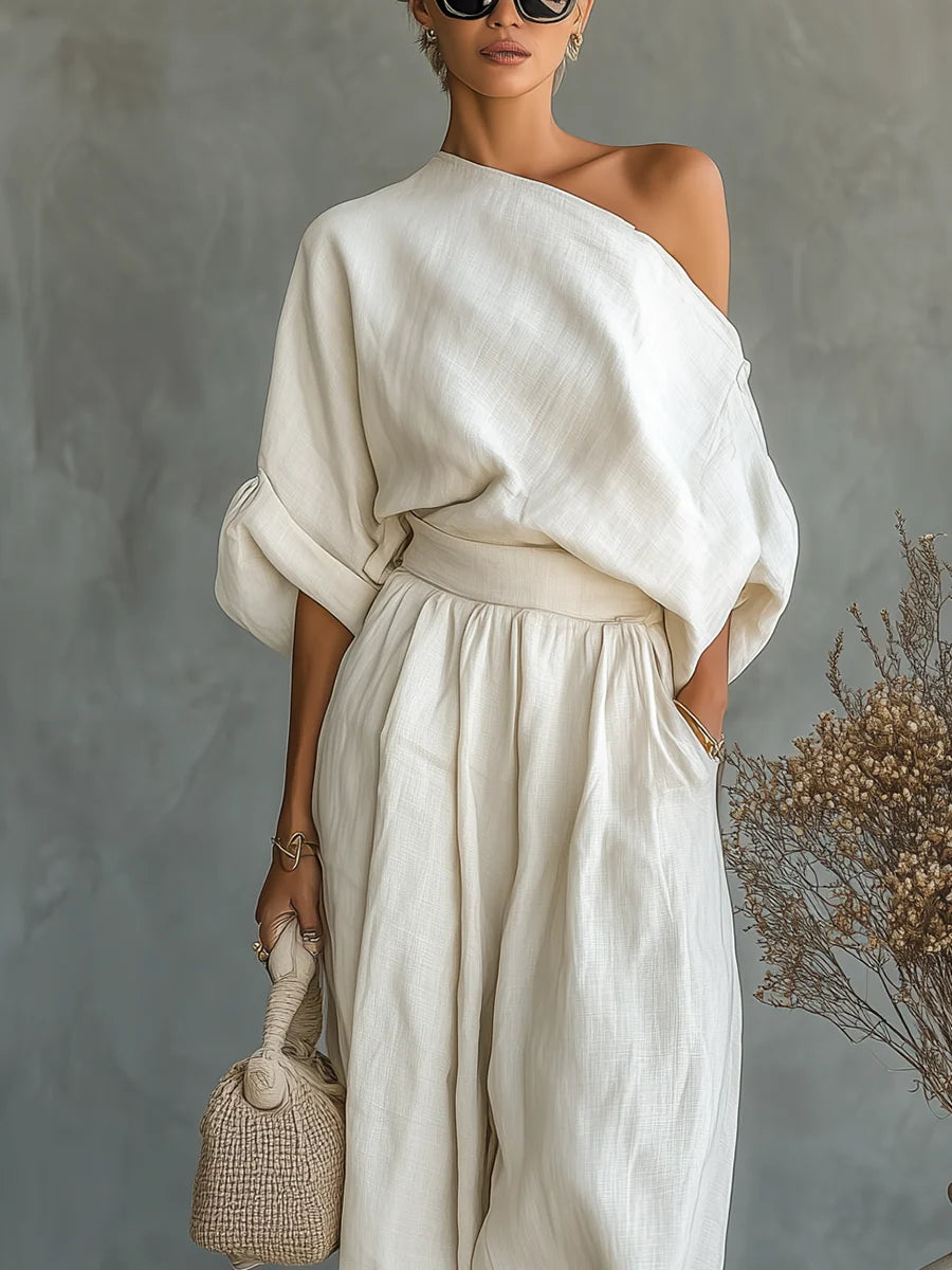 Women's Linen Matching Set in off white