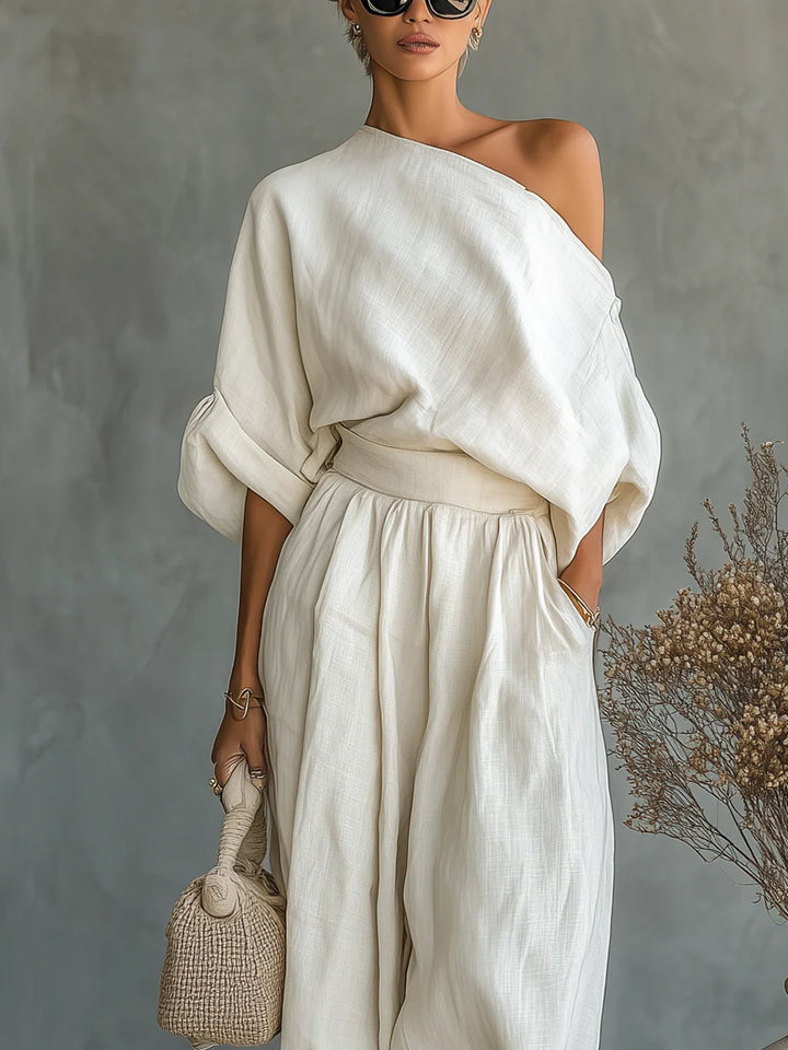 Women's Linen Matching Set in off white