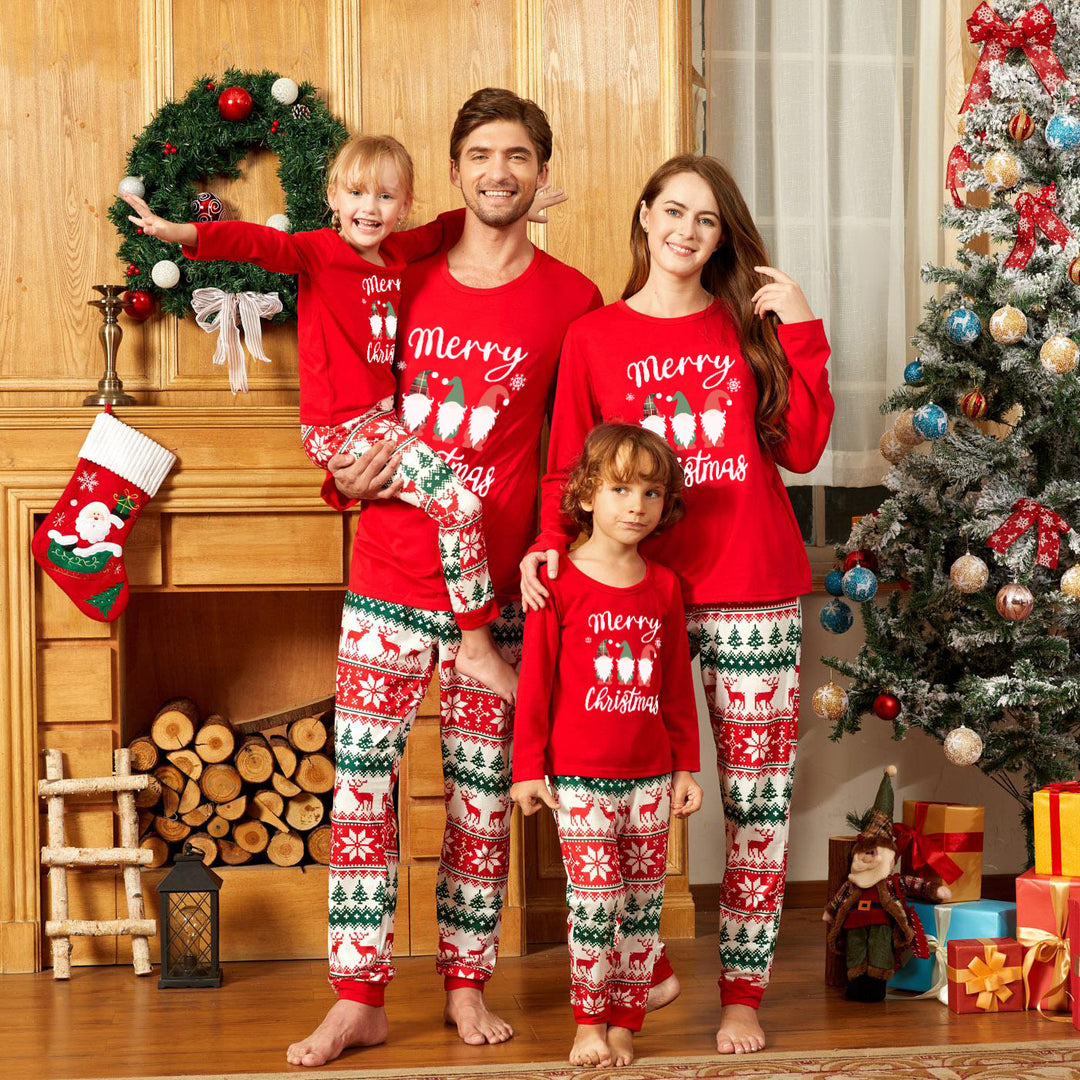 Family Matching Christmas PJs in red