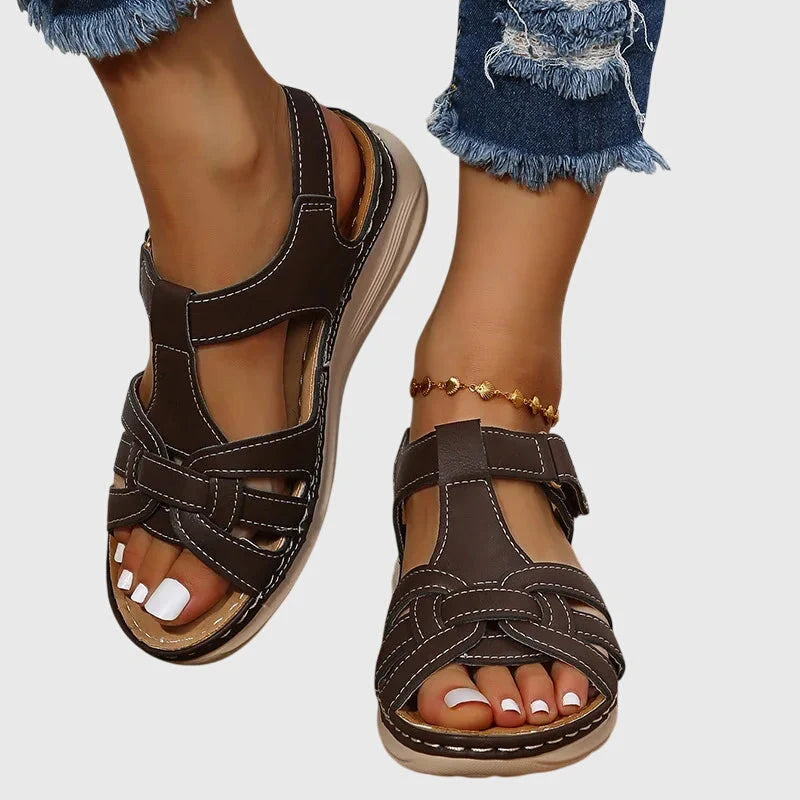 Women's Orthopedic Platform Sandals in dark brown