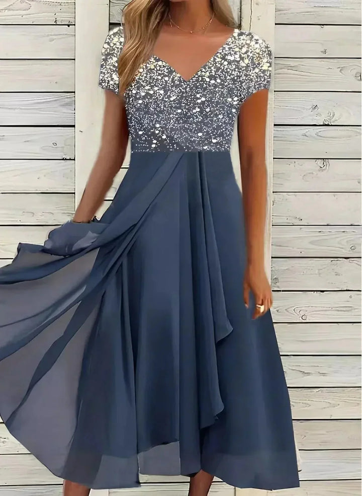 Women's Summer Maxi Dress in silver navy