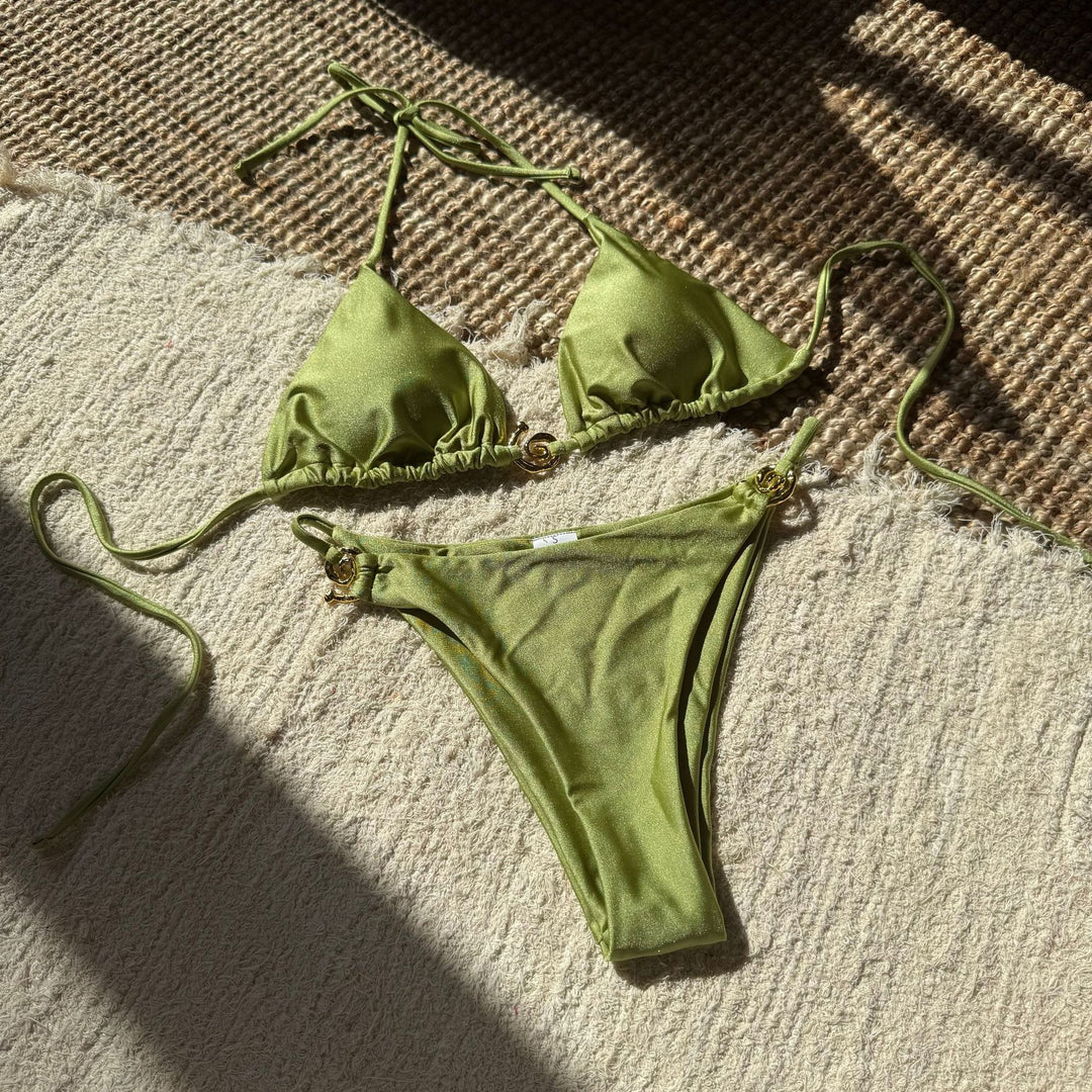 Women's String Bikini in lime green