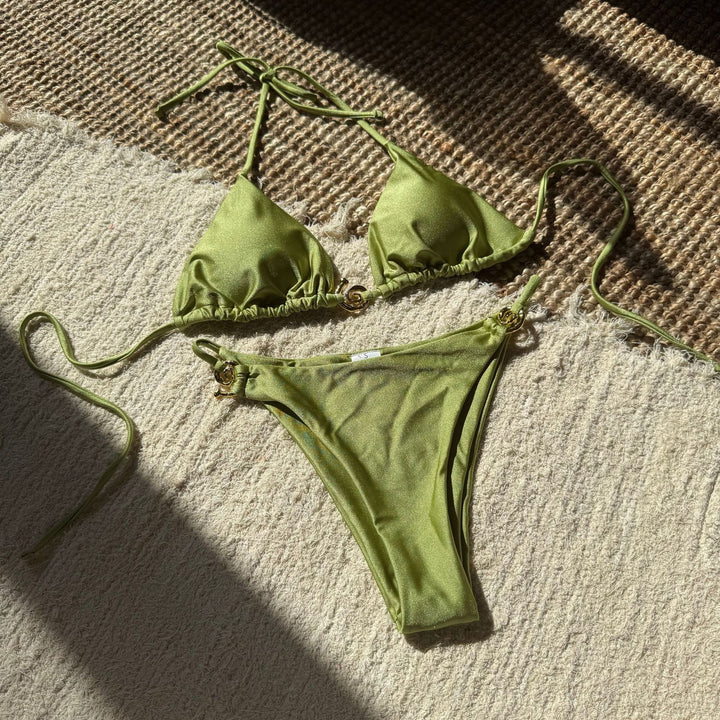 Women's String Bikini in lime green