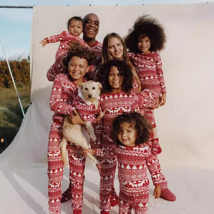 Family Matching Christmas PJs in red