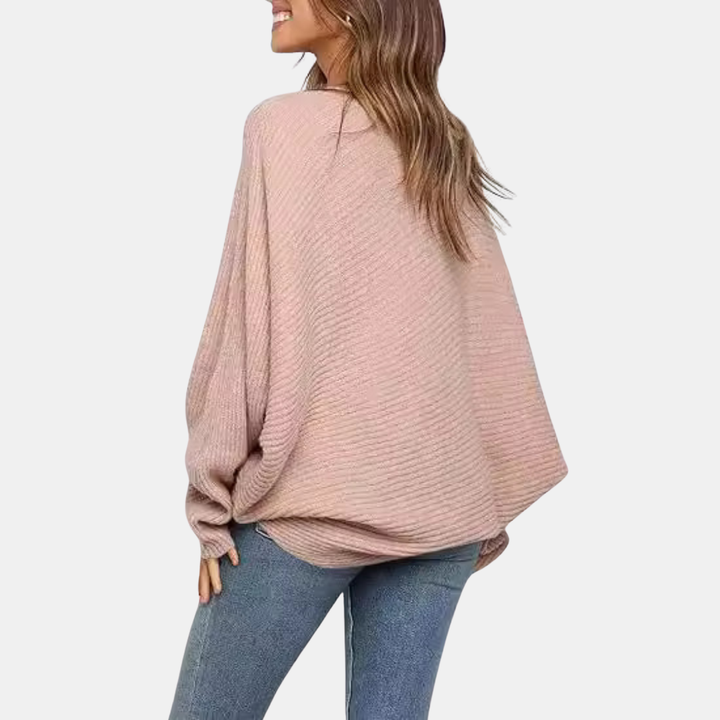 Women's Batwing Long Sleeve Oversized Crewneck Knit Sweater