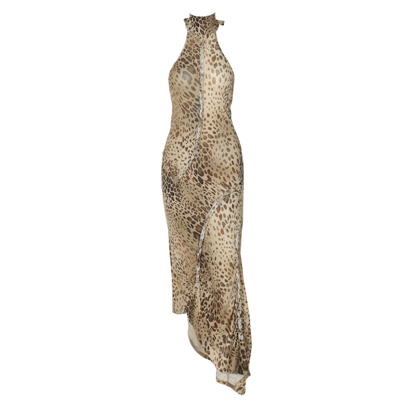 INDIE™ – Asymmetrical Hem Leopard Print Bodycon Dress