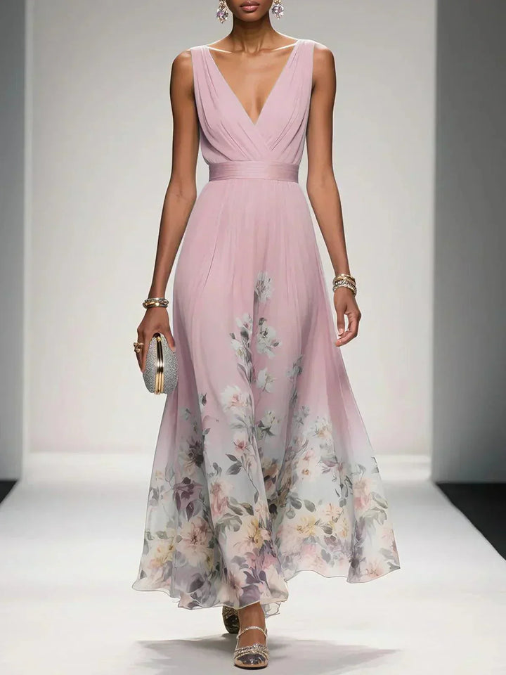 Women's Summer Maxi Dress in pink floral