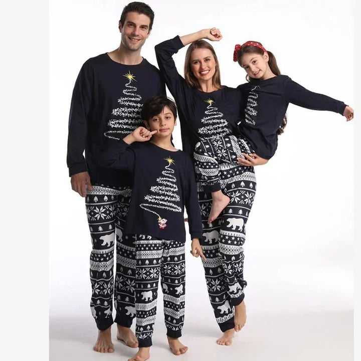 Family Matching Christmas PJs in navy