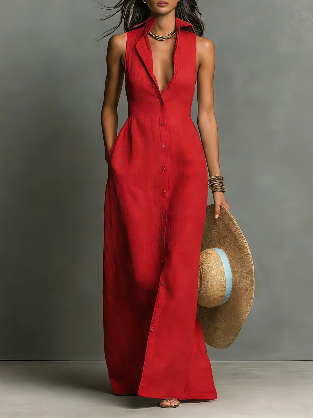 Women's Summer Maxi Dress in red