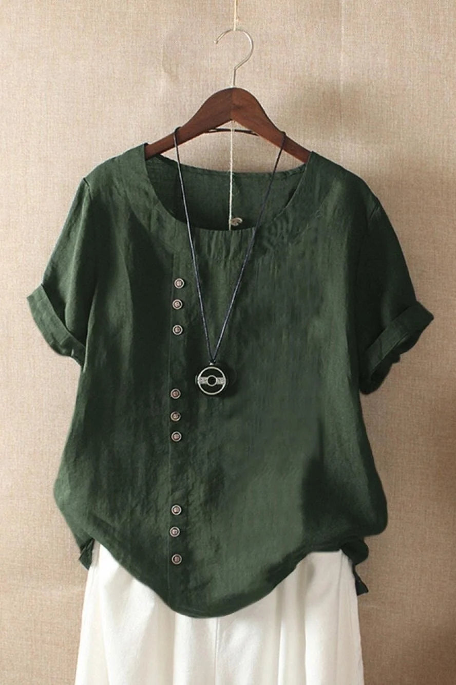 Women's Short Sleeve Blouse in green