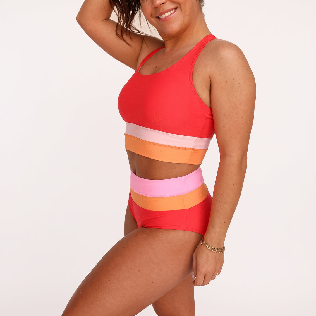 Women's High Waisted Bikini in red