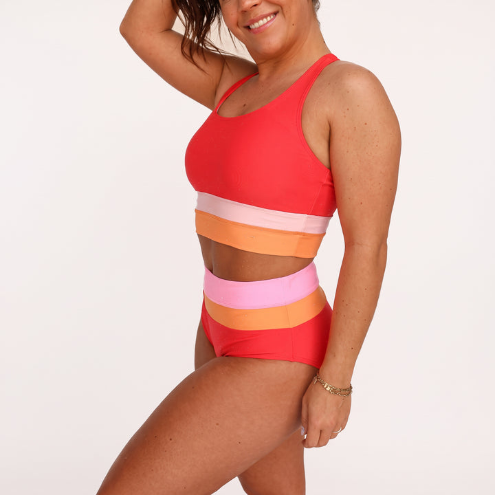 Women's High Waisted Bikini in red