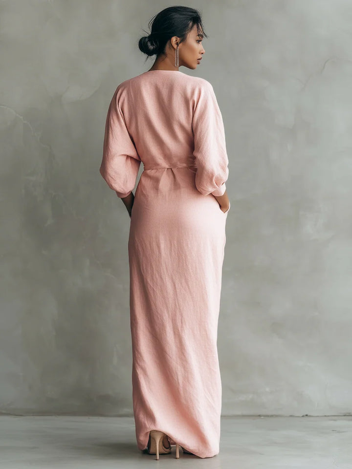 Women's Linen Maxi Dress in pink