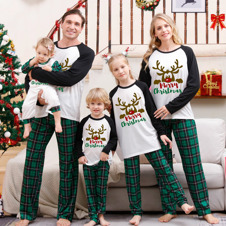Family Matching Christmas PJs in white reindeer