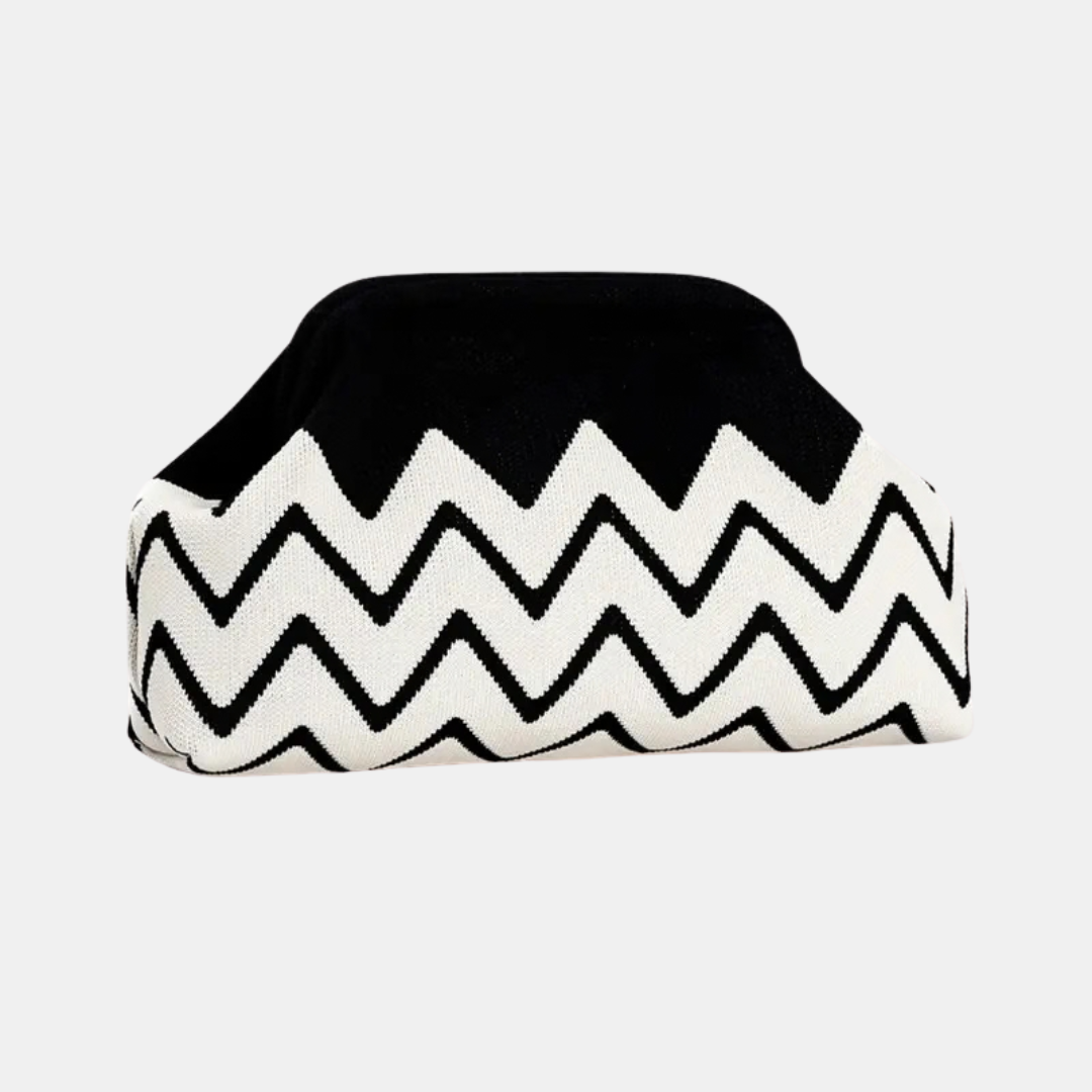Women's Clutch Bag in black and white small waves