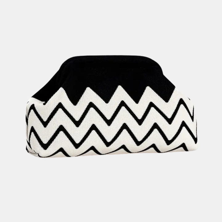 Women's Clutch Bag in black and white small waves