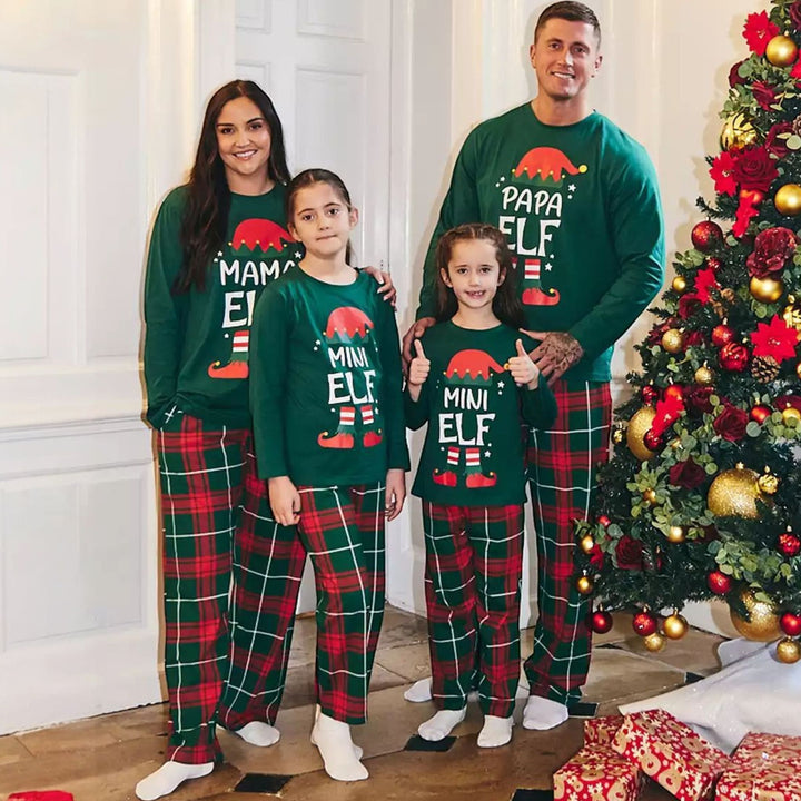Family Matching Christmas PJs in green check