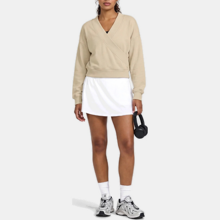 Women's Reversible Criss Cross Hem Balloon Sleeve Sweatshirt
