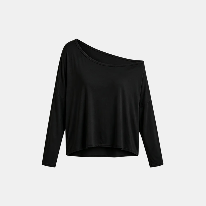 Women's Off Shoulder Oversized Batwing Long Sleeve Gym Top
