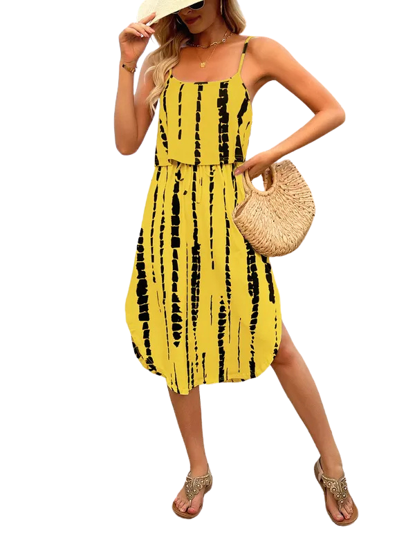 SOFIA™ – Tie Dye Floral Split Thigh Casual Dress