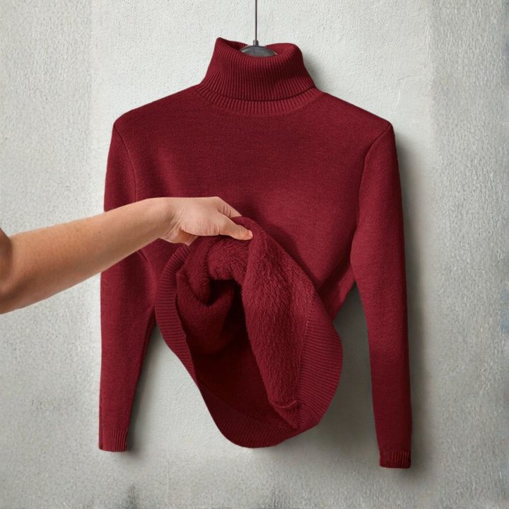 CLEO™ - Cozy Plain Turtle Neck Long Sleeve Sweater