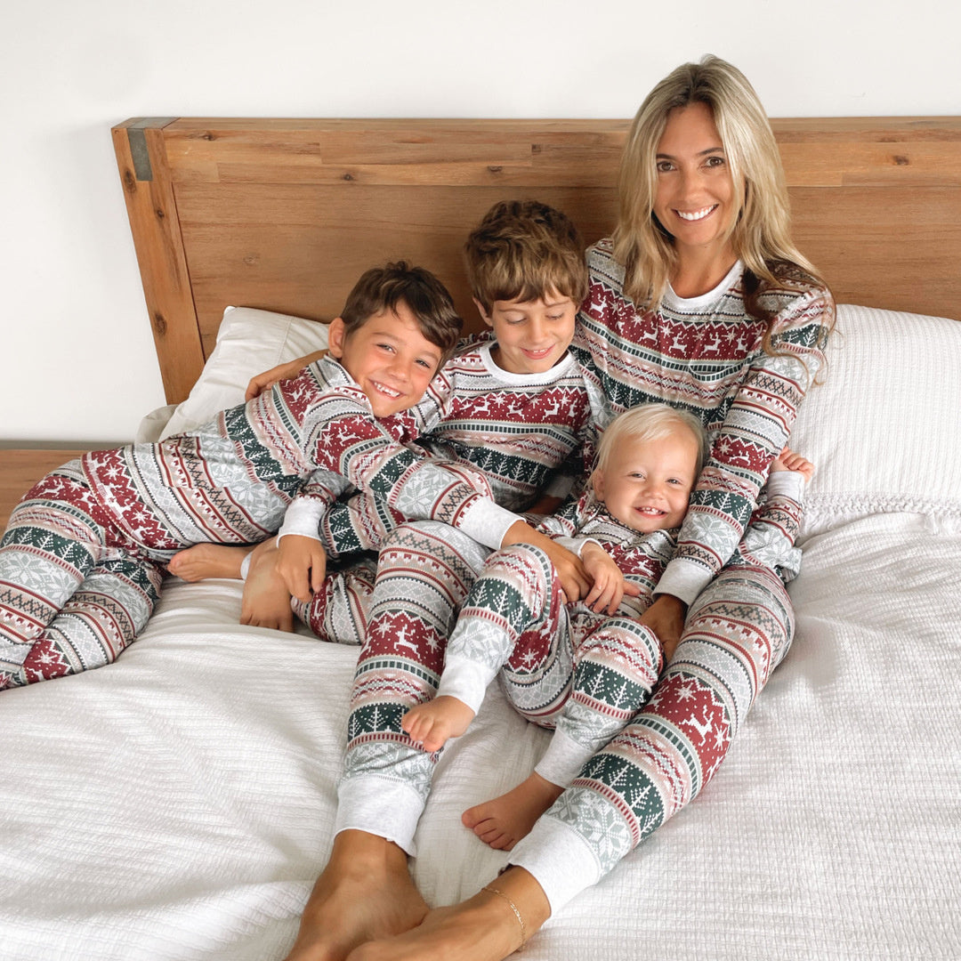 Family Matching Christmas PJs in grey
