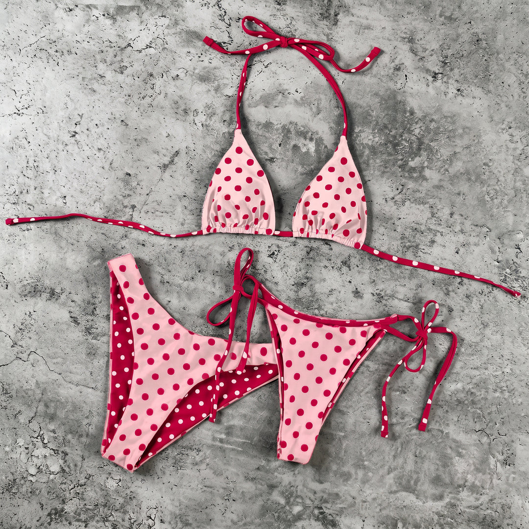 Women's Polka Dot Bikini in light pink polka dot