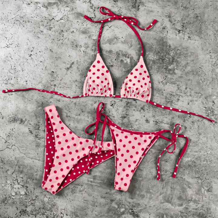 Women's Polka Dot Bikini in light pink polka dot