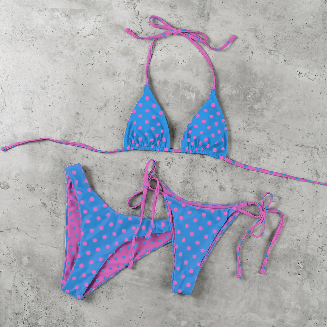 Women's Polka Dot Bikini in blue pink