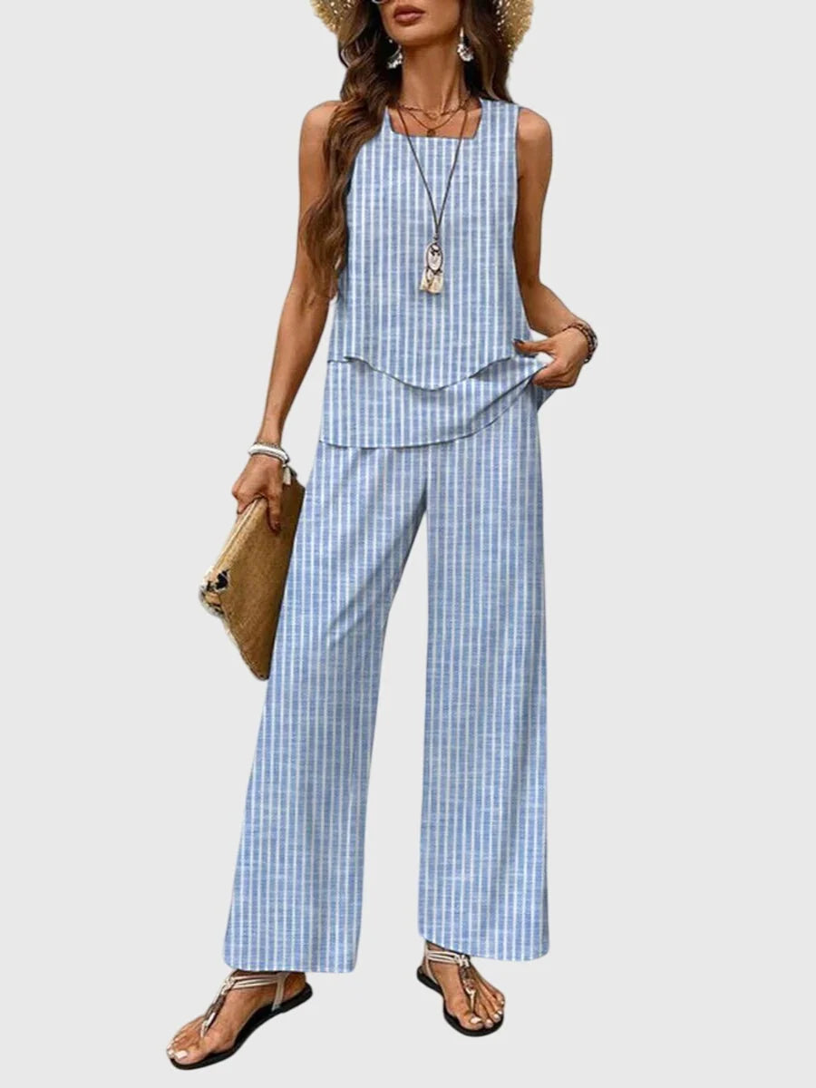 Women's Matching Set in blue striped