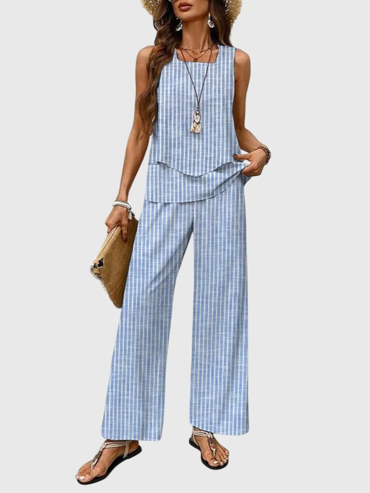 Women's Matching Set in blue striped