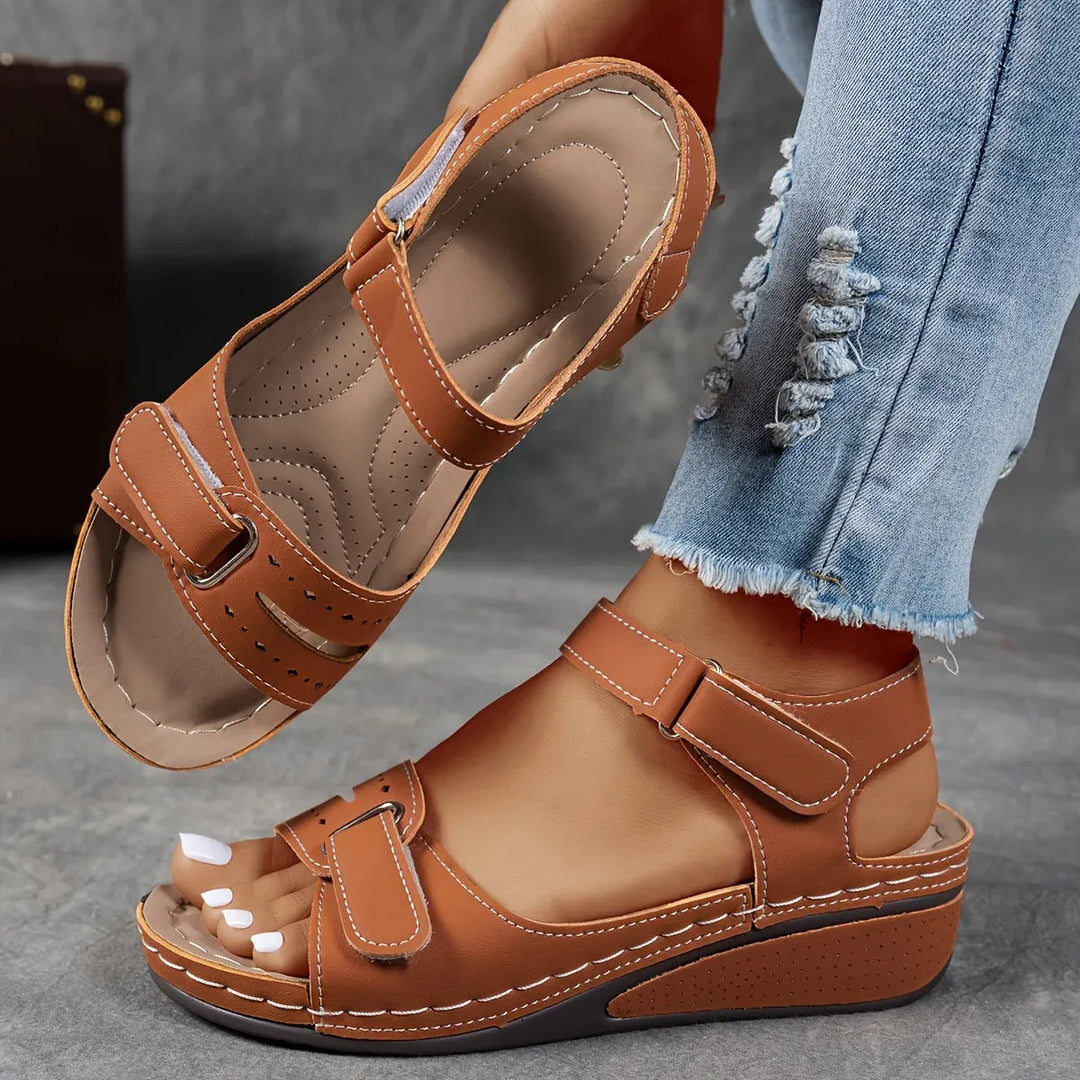 Women's Orthopedic Wedge Sandals in brown