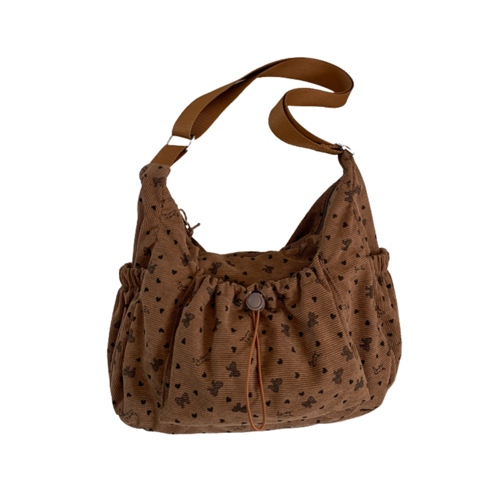 Women's Shoulder Bag in brown heart print