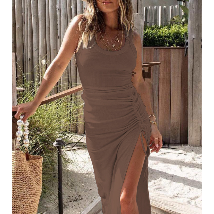 EVELYNA™ - Chic Ribbed Slit Bodycon Dress