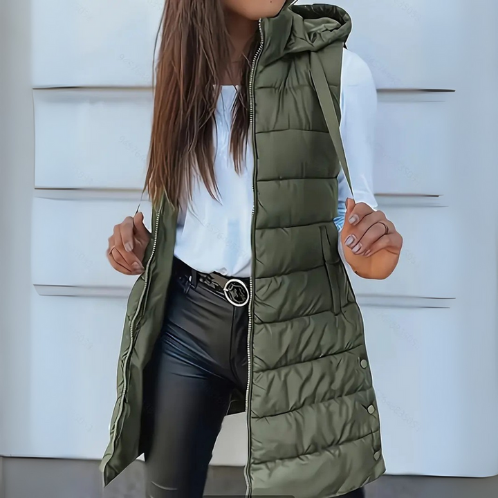 RAIN™ - Casual Sleeveless Hood Long Puffer Vest