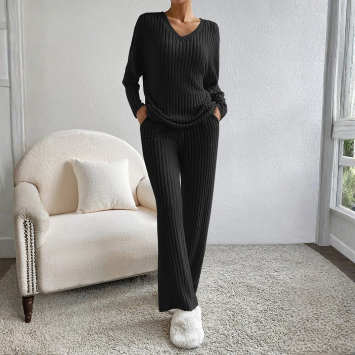 ENLINS™ - Casual Long Sleeve V-Neck Top and Pants Set