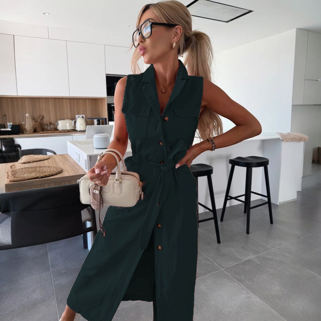 Women's Summer Maxi Dress in dark green