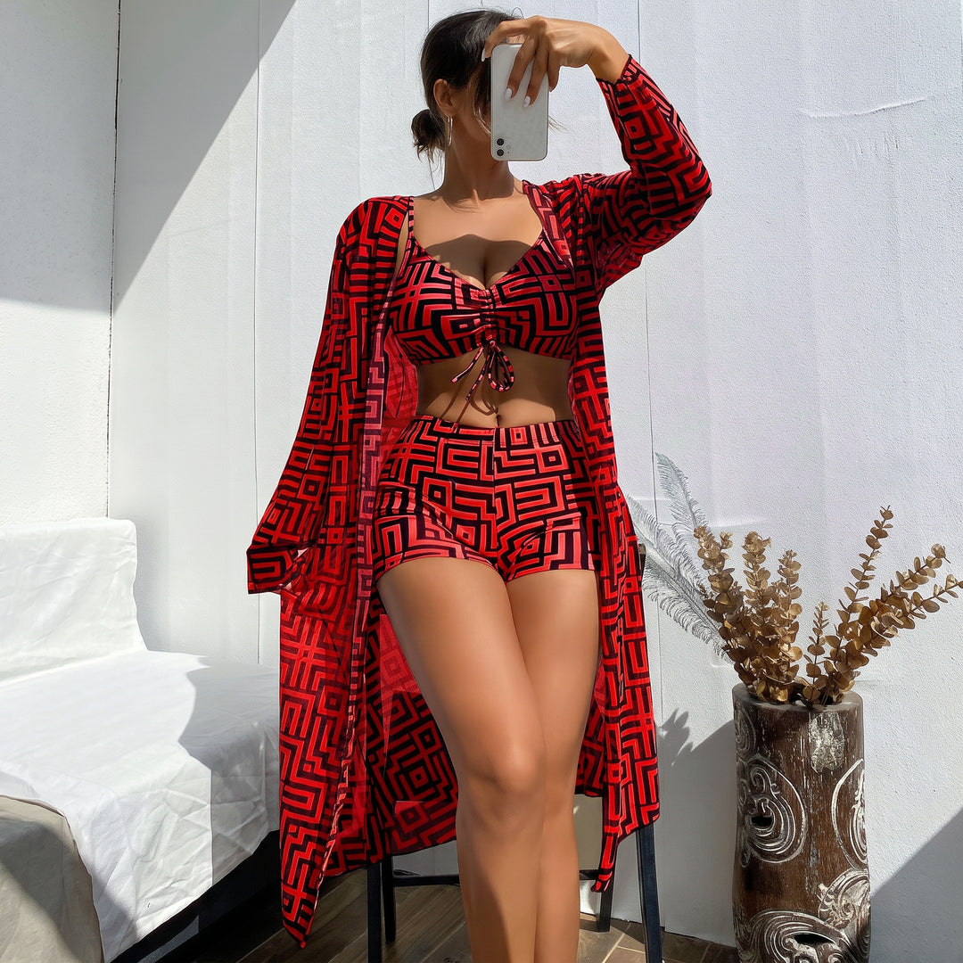 Women's High Waisted Bikini in red