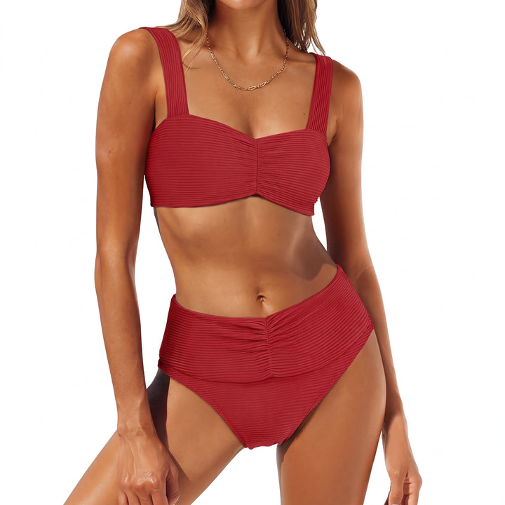 Women's High Waisted Bikini in red