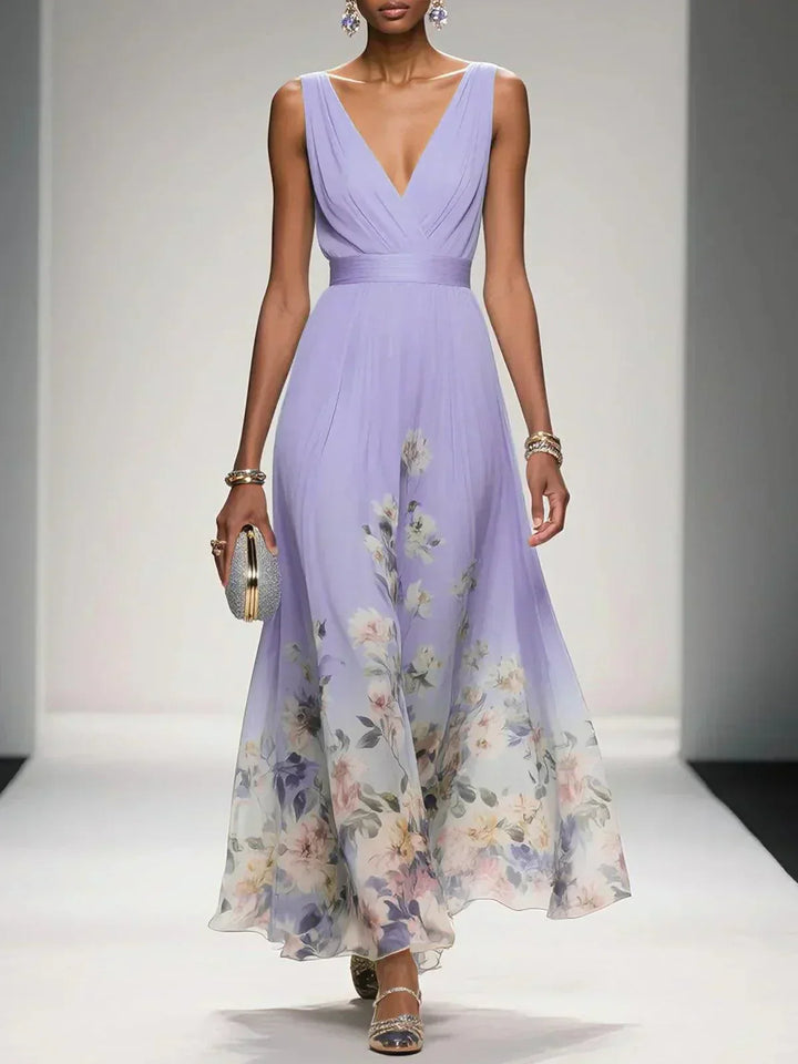 Women's Summer Maxi Dress in purple floral